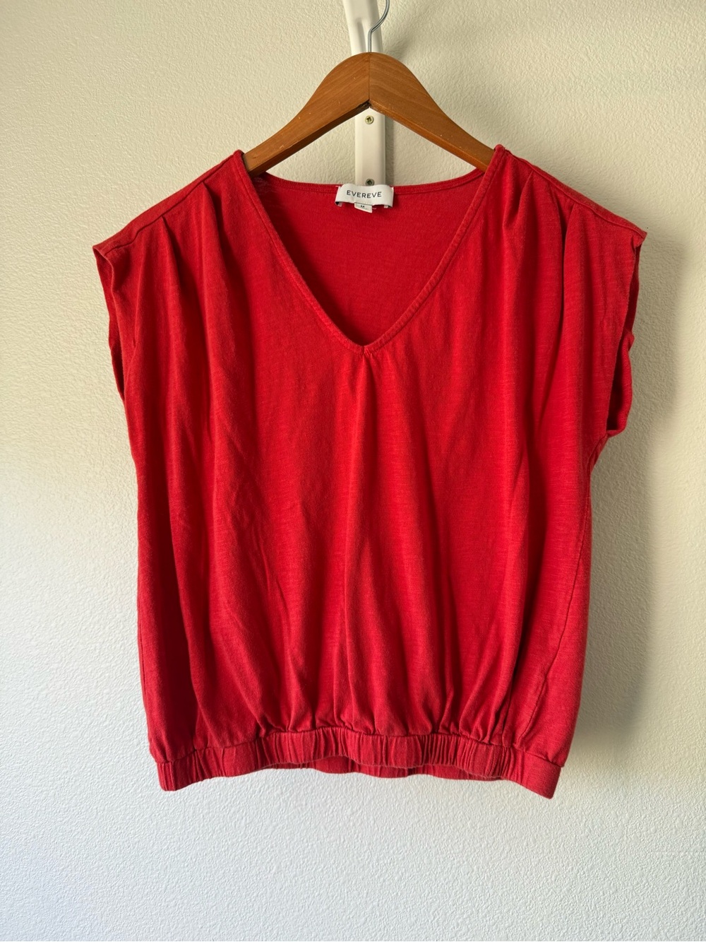 Evereve Red V-Neck Blouson Tank